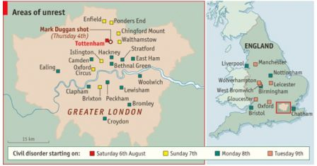 Cartes émeutes The Economist, août 2011 Cartes émeutes The Economist, août 2011