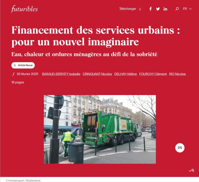“Financement des services urbains : pour un nouvel imaginaire” [article dans Futuribles]